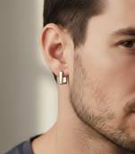  men's silver plated geomatric shaped hoop earrings