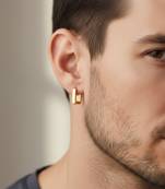  men's gold plated geomatric shaped hoop earrings