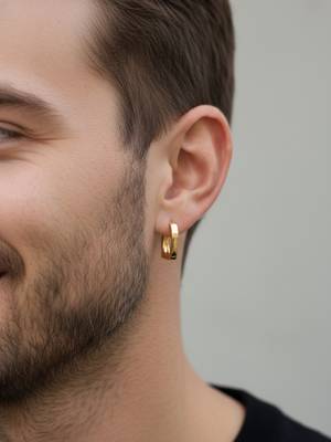  men's gold plated geomatric shaped hoop earrings 3