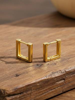  men's gold plated geomatric shaped hoop earrings 5