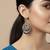  women german silver oxidised chandbali earrings