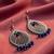  women german silver oxidised chandbali earrings