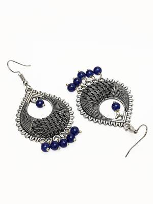  women german silver oxidised chandbali earrings 5