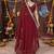 Designer maroon heavy embroidered silk blend party wear saree with blouse