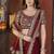 Designer maroon heavy embroidered silk blend party wear saree with blouse