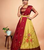 Elegant Red & Yellow  Digital Printed Lehenga with Brush Print Dupatta Set