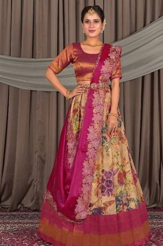 Pink Festive Wear Printed Lehenga Choli