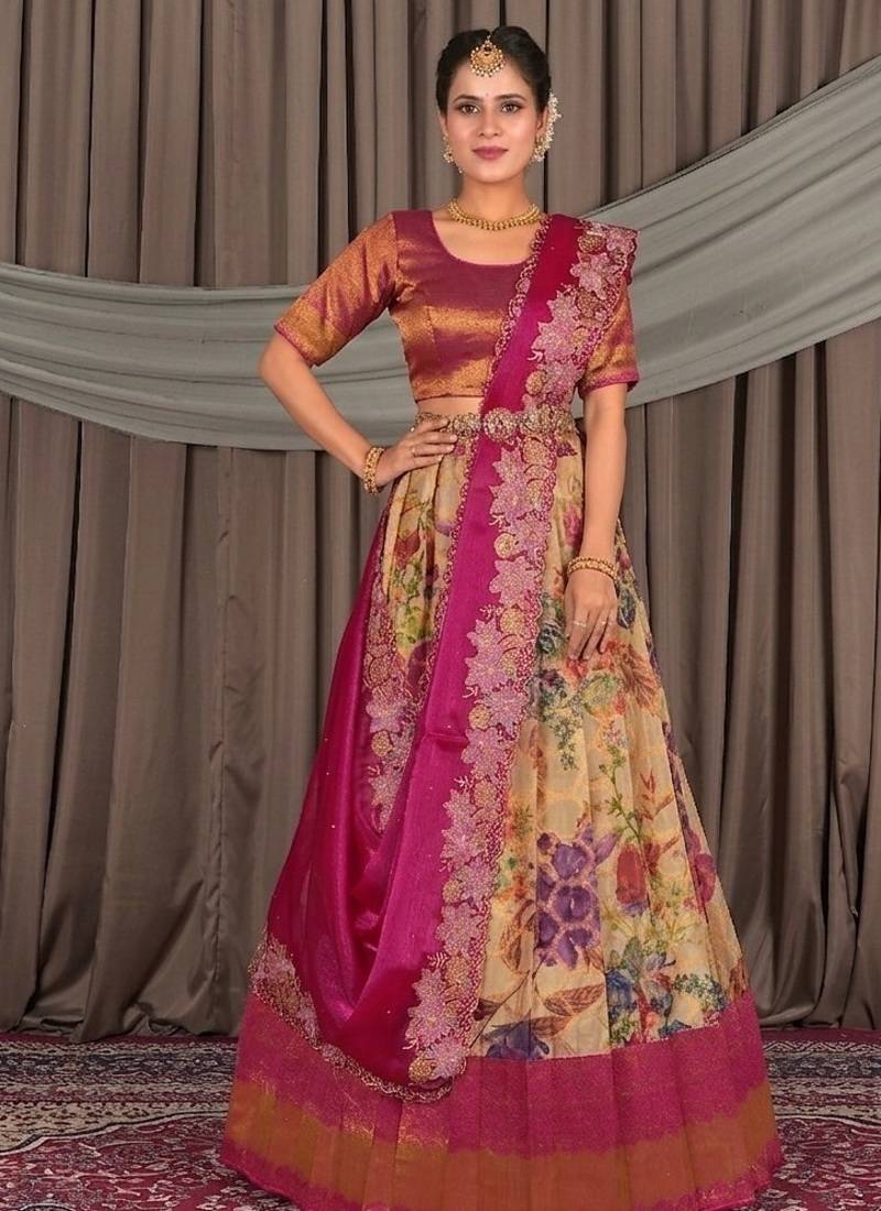 Pink Festive Wear Printed Lehenga Choli