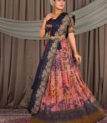BLUE Festive Wear Printed Lehenga Choli
