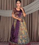 SKY BLUE Festive Wear Printed Lehenga Choli