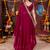 Designer rani pink heavy embroidered silk blend party wear saree with blouse