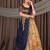 Navy Blue & Antique Gold Floral Digital Print Zari Tissue Lehenga