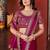 Designer rani pink heavy embroidered silk blend party wear saree with blouse