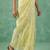 Light yellow thread embroidery floral border work organza   elegant designer saree with blouse piece