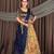 Navy Blue & Antique Gold Floral Digital Print Zari Tissue Lehenga
