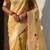 Yellow with multicolor accents  woven zari floral motifs work  silk blend   paithani style saree  with blouse piece