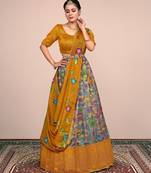 Musturd & GREAY Floral Designer Banarasi Lehenga