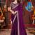 Designer purple heavy embroidered silk blend party wear saree with blouse