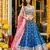Stylish Teal Blue Chinon Lehenga with Rich Embroidery & Heavy Flair
