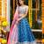 Stylish Teal Blue Chinon Lehenga with Rich Embroidery & Heavy Flair
