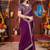 Designer purple heavy embroidered silk blend party wear saree with blouse