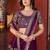 Designer purple heavy embroidered silk blend party wear saree with blouse
