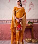  chinon self print saree with zari woven design