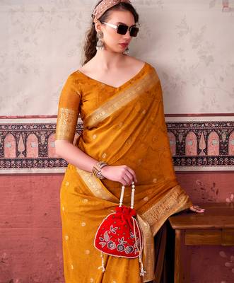  chinon self print saree with zari woven design 2