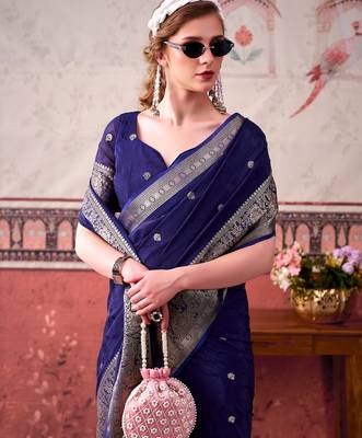  chinon self print saree with zari woven design 2