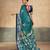 Firozi printed satin silk saree with unstitched blouse