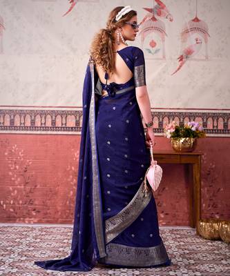  chinon self print saree with zari woven design 5
