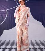 Graceful satin silk floral printed saree