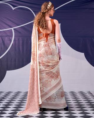 Graceful satin silk floral printed saree 3