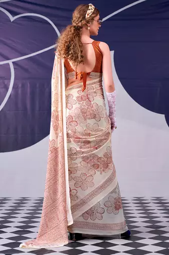 Graceful satin silk floral printed saree