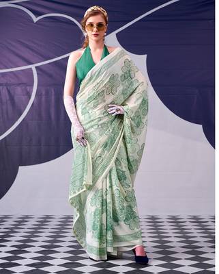 Graceful satin silk floral printed saree 1