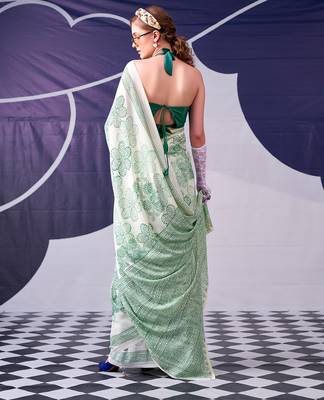 Graceful satin silk floral printed saree 3