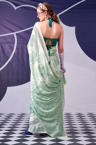 Graceful satin silk floral printed saree