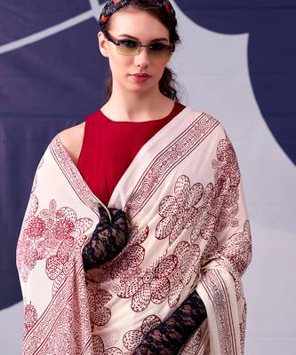 Graceful satin silk floral printed saree 2