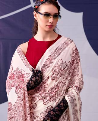 Graceful satin silk floral printed saree 4