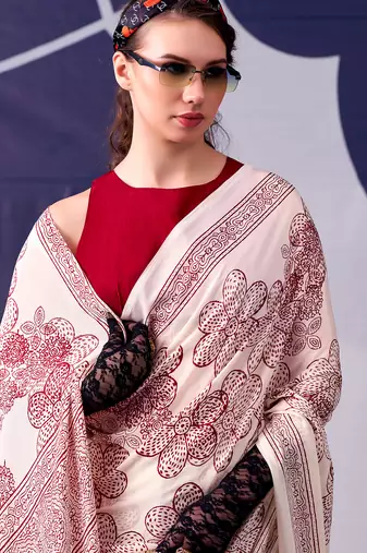 Graceful satin silk floral printed saree
