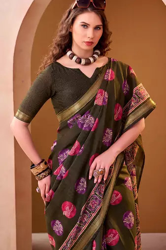  chanderi fabric printed saree