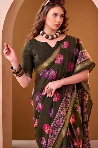  chanderi fabric printed saree