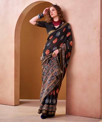  chanderi fabric printed saree 1