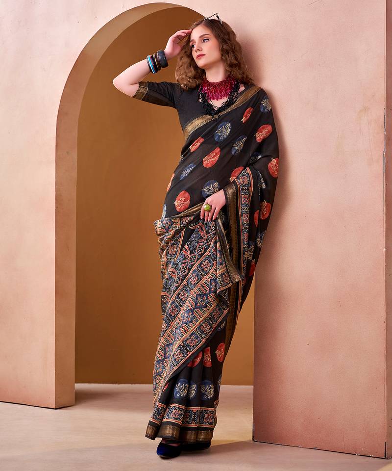  chanderi fabric printed saree