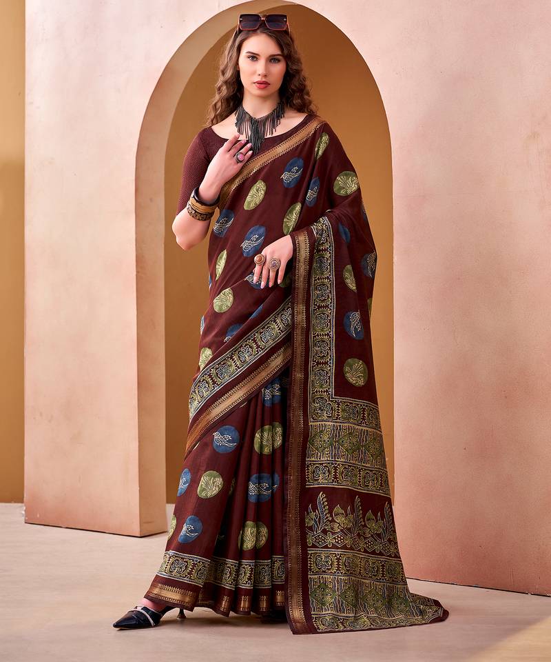  chanderi fabric printed saree