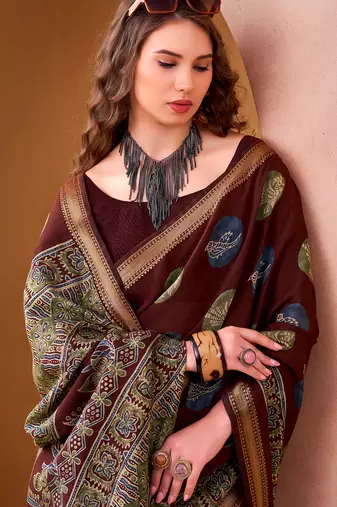  chanderi fabric printed saree