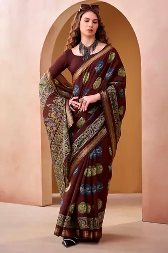  chanderi fabric printed saree