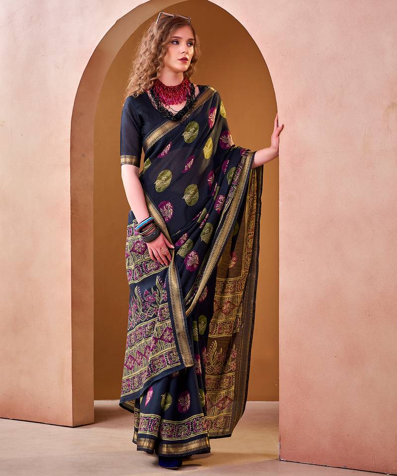  chanderi fabric printed saree