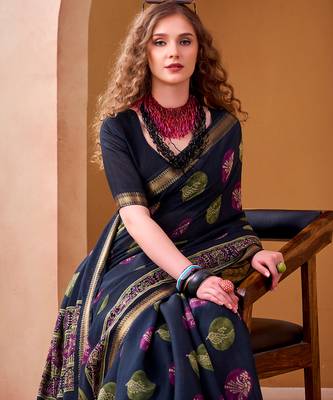  chanderi fabric printed saree 2