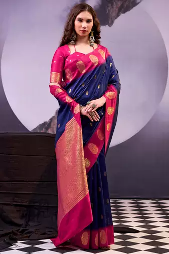  poly cotton saree with rich zari detailing